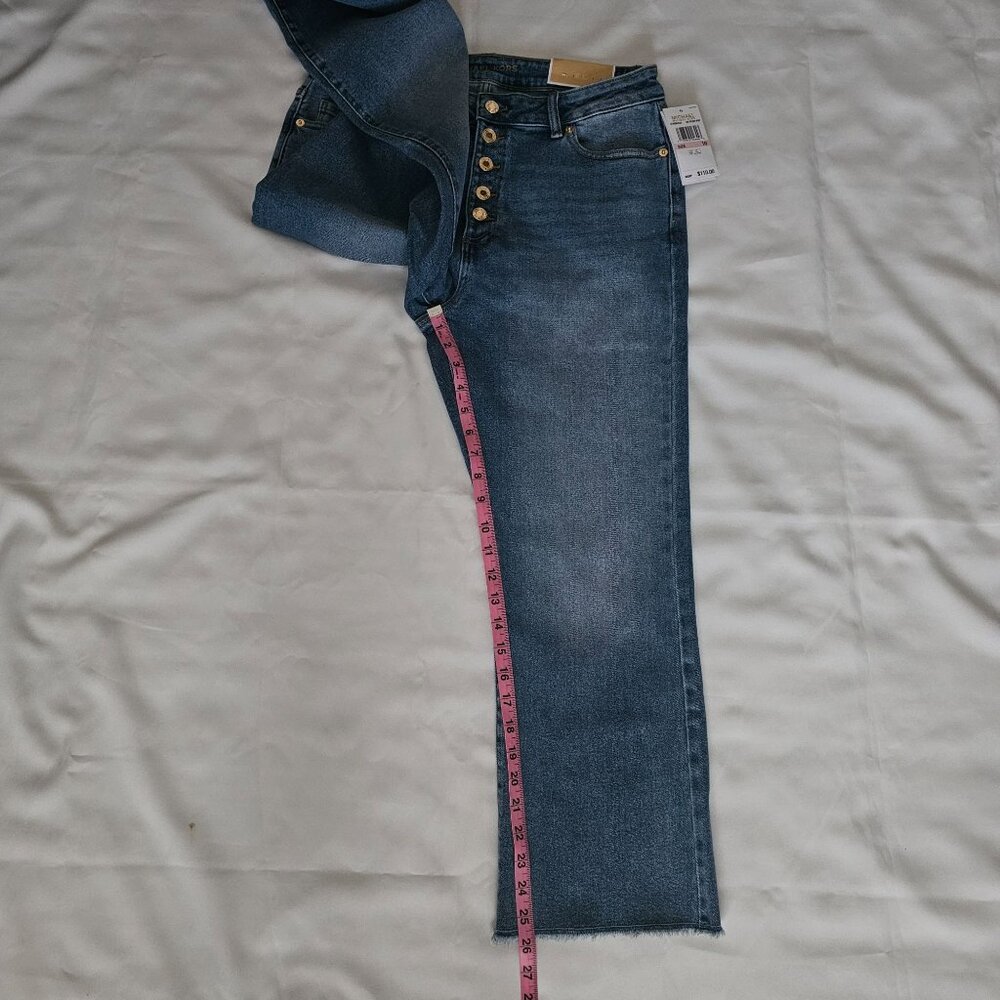 MICHAEL Michael‎ Kors Women's SELMA Stone Wash Crop Flare Jeans Size 10 NWT - Picture 15 of 15